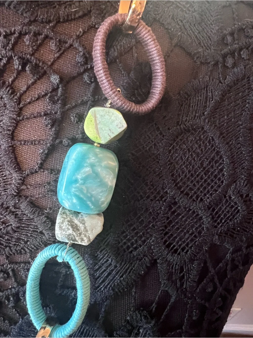 Chicos Turquoise & Lime Bead adjustable Necklace